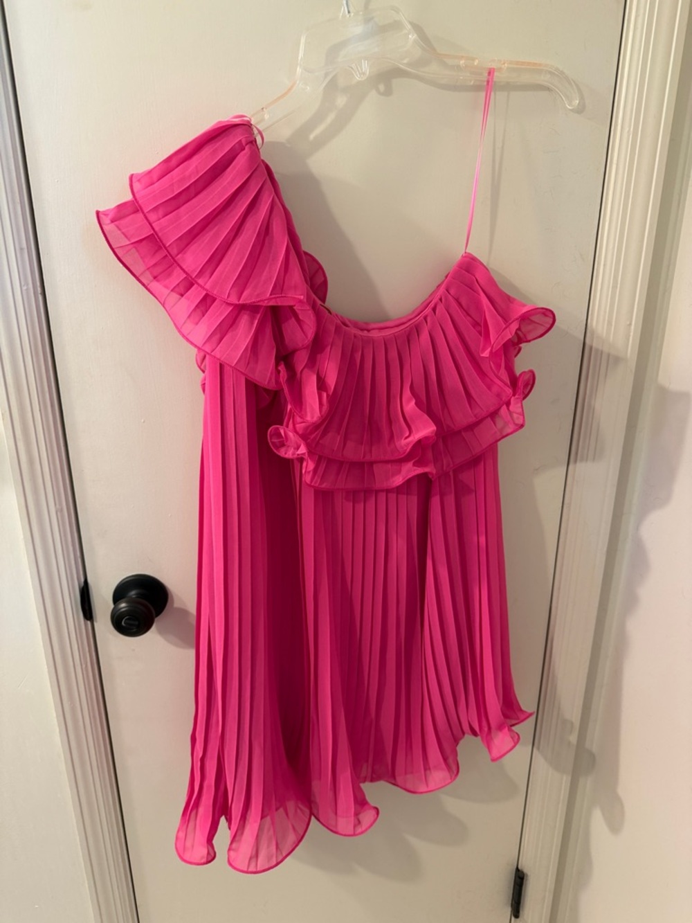 Flying Tomato One-Shoulder Ruffle Pleated Camisole - Hot Pink - Picture 3 of 3